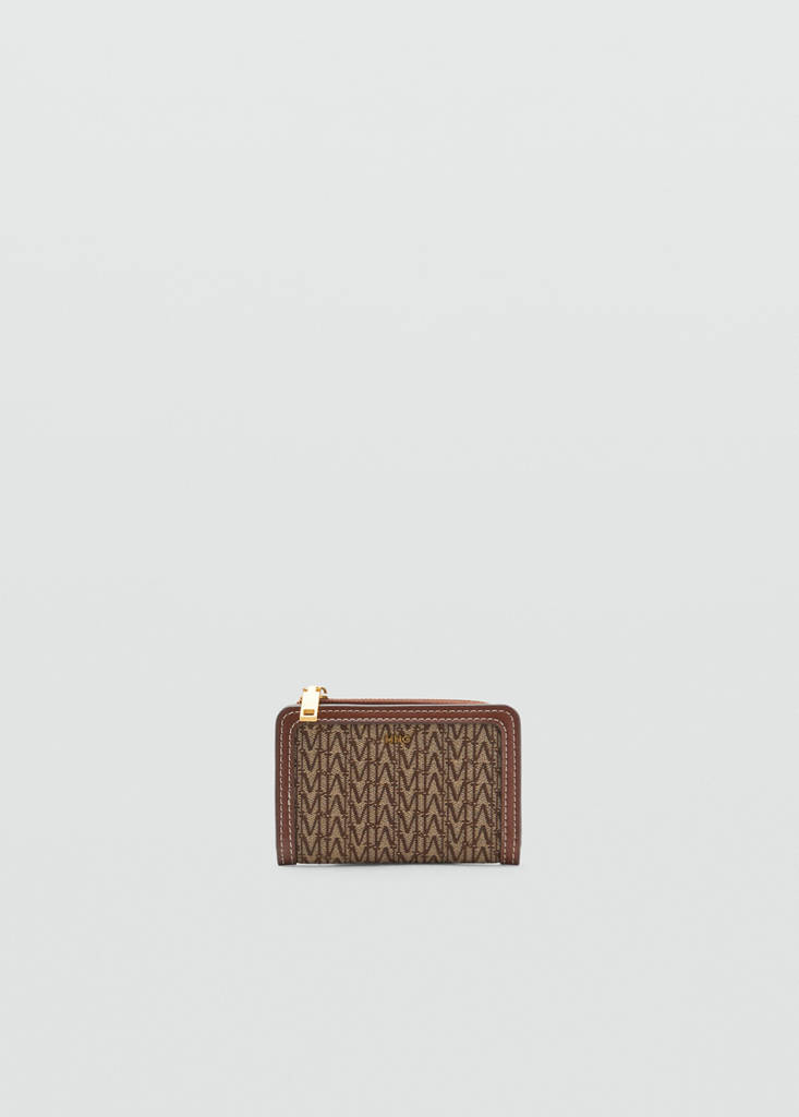 Small jacquard wallet with logo — Chocolate