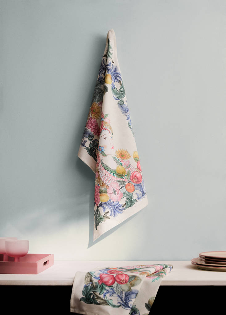 Paños cocina estampado fruta flor