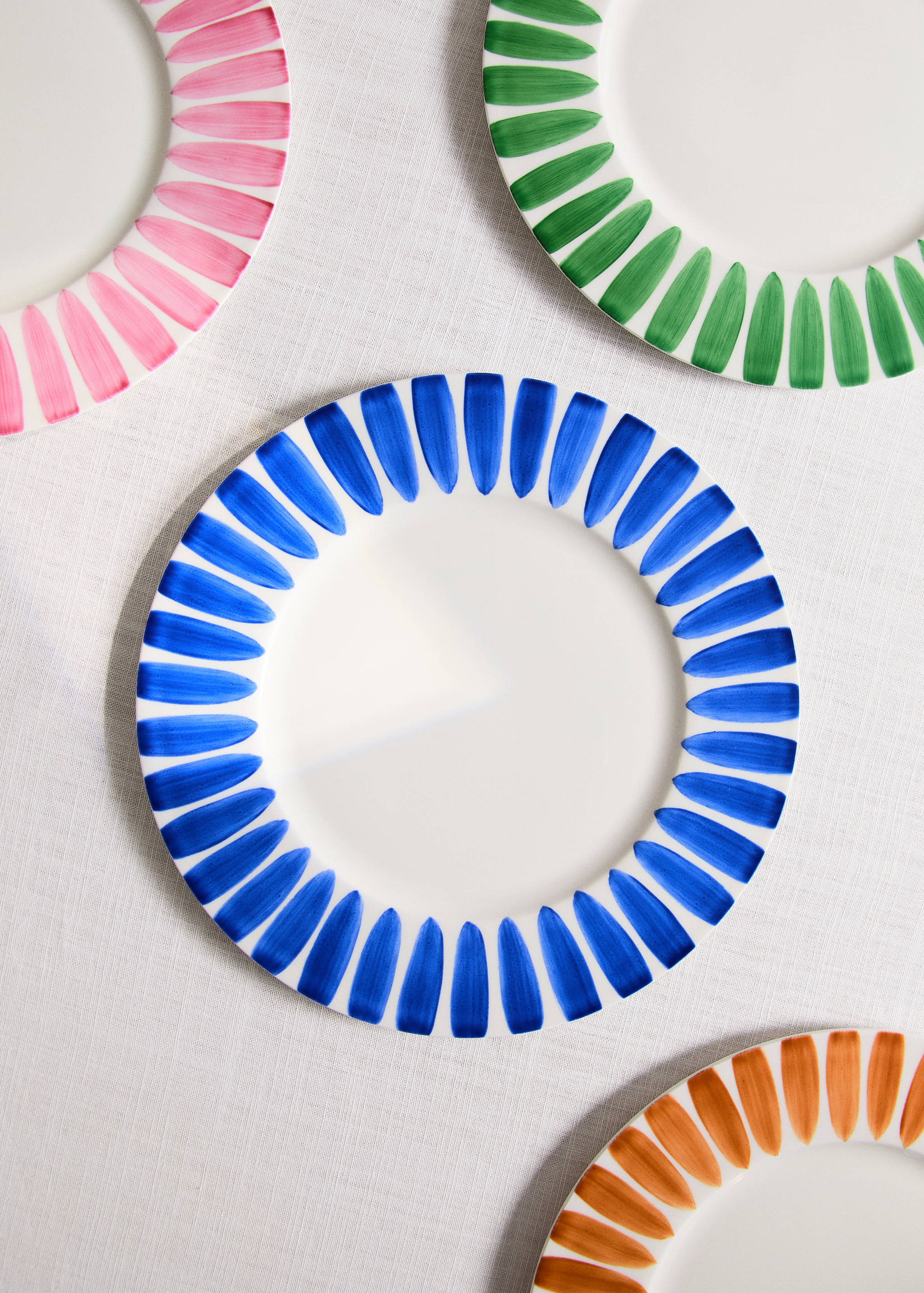 Flacher Teller Bonechina Pinselstriche - Allgemeine Ansicht