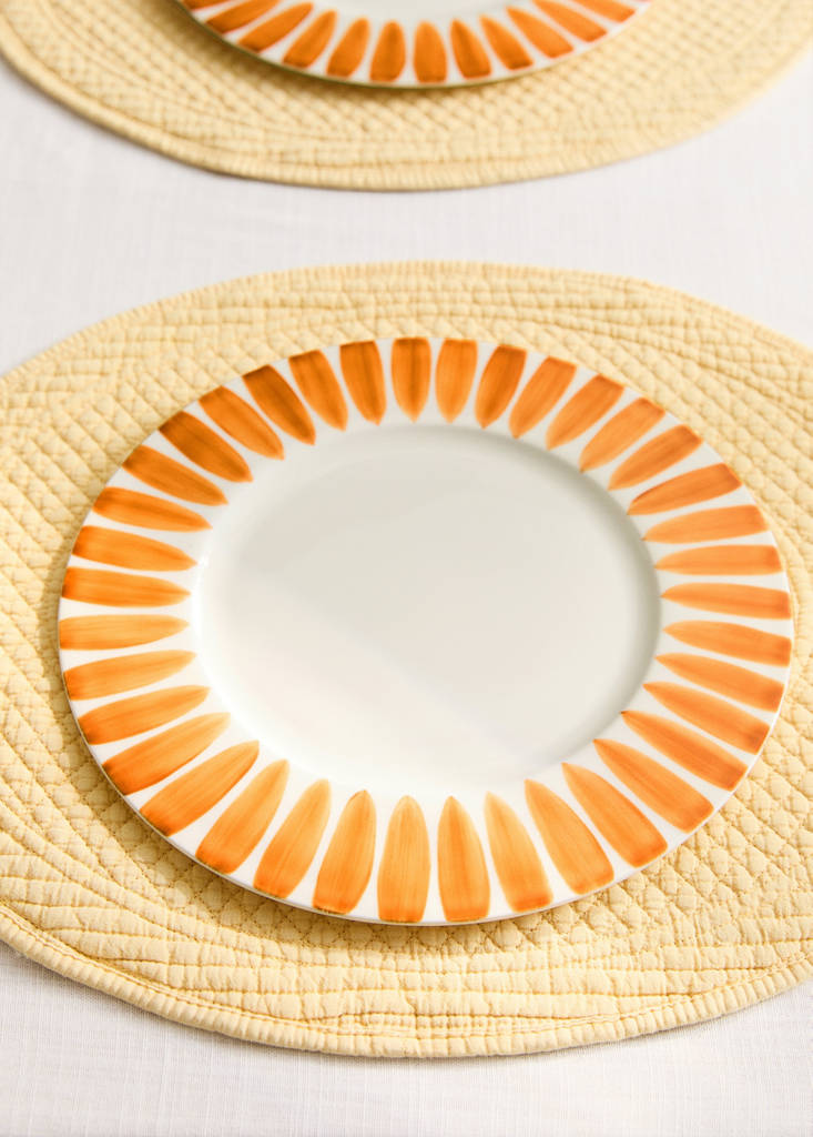 Flacher Teller Premium-Pinselstriche Bonne Porcelain — Weiß