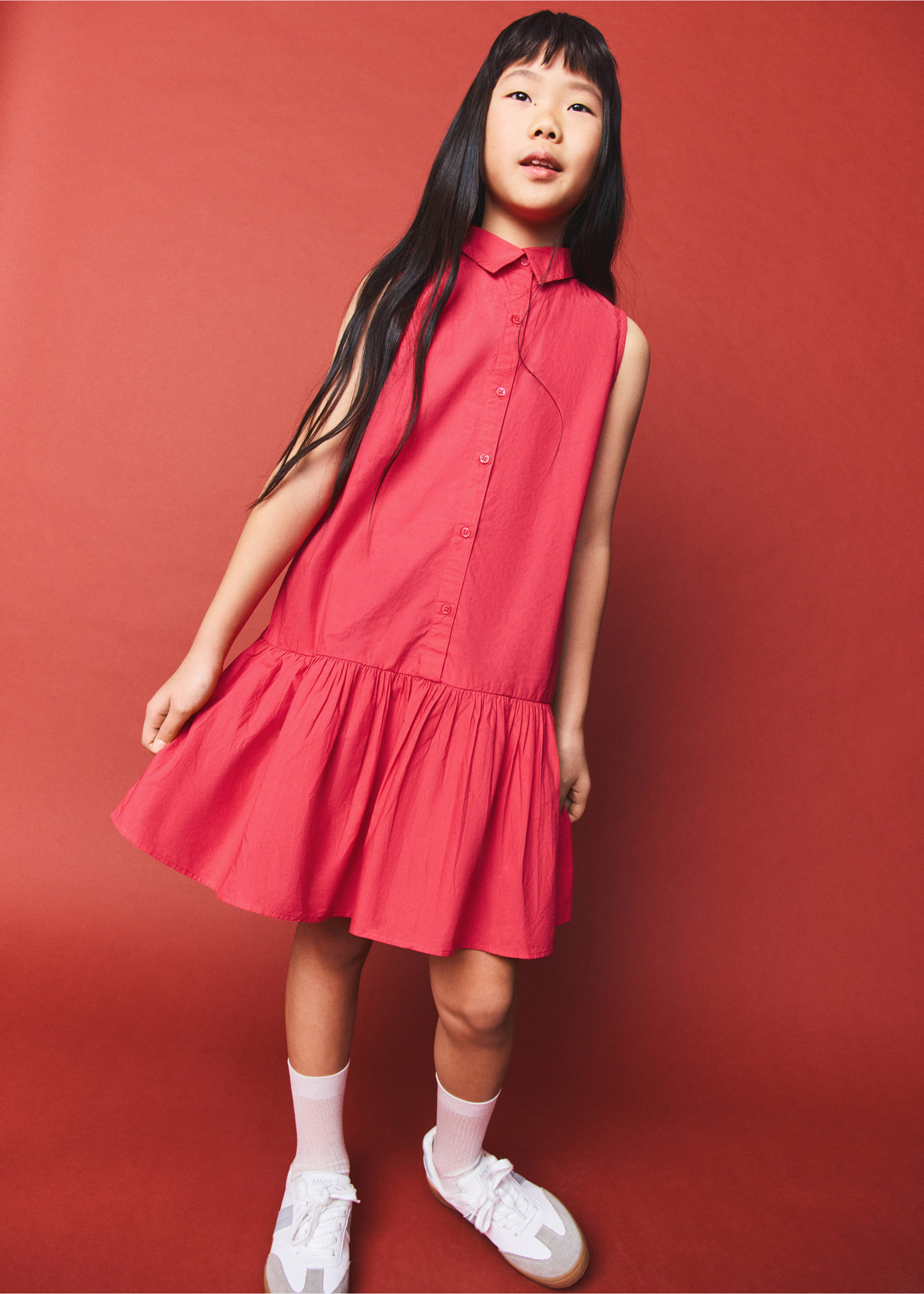 Ruffled shirt dress - General plane, Red. Ref: 27041508-00.