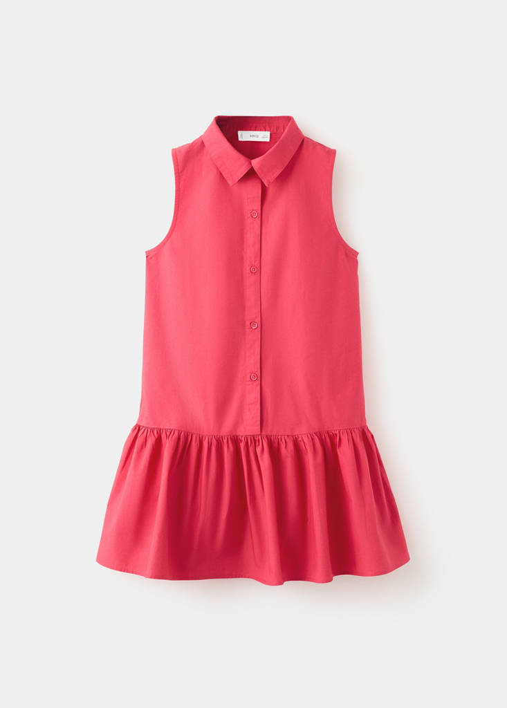 Ruffled shirt dress — Red
