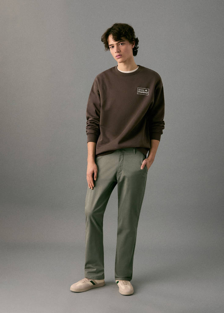 Plain chino trousers — Khaki