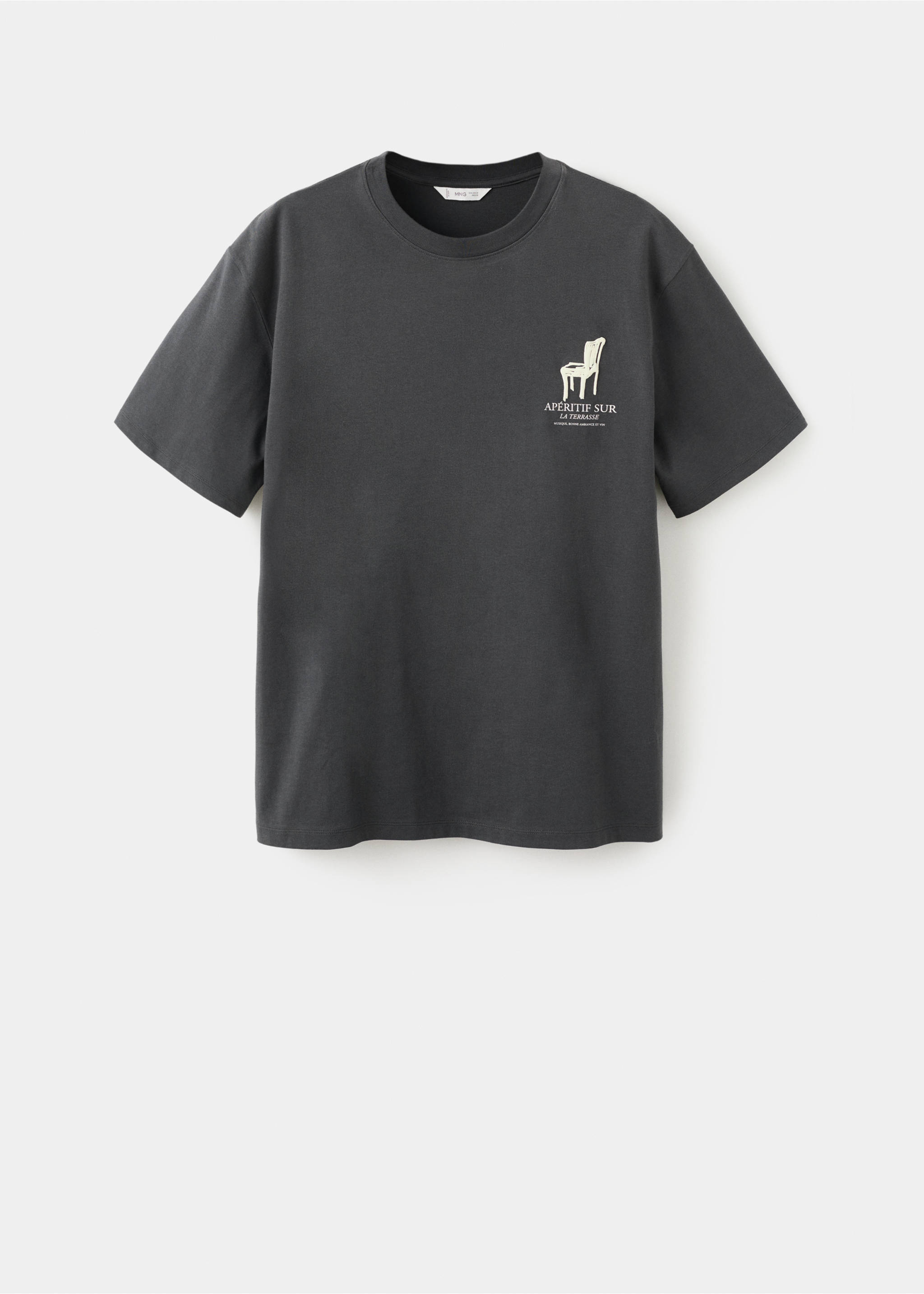 Short-sleeved printed t-shirt - Article without model, Charcoal. Ref: 27041516-00.