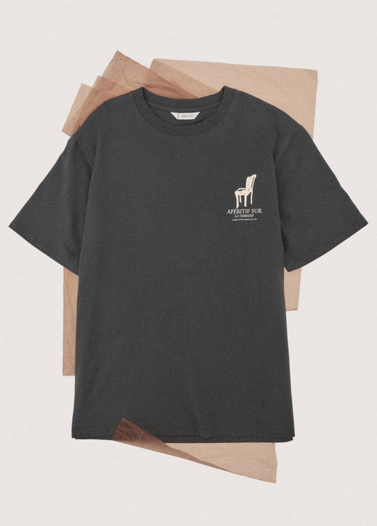 Short-sleeved printed t-shirt — Charcoal