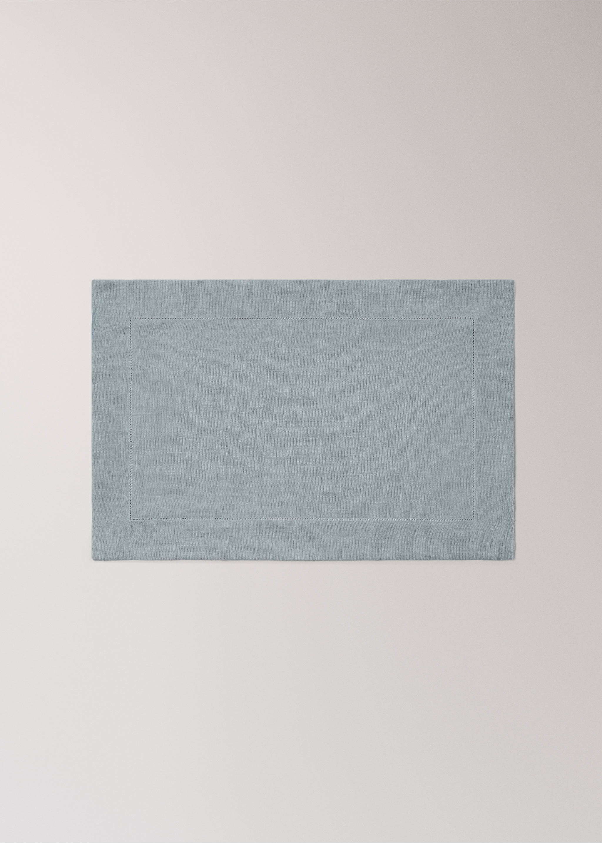 100% linen placemat with hemstitch finish - Article without model, Grey. Ref: 27041519-00.