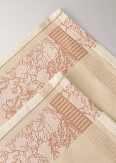 Jacquard cotton kitchen tea towels with floral design — Peach 2