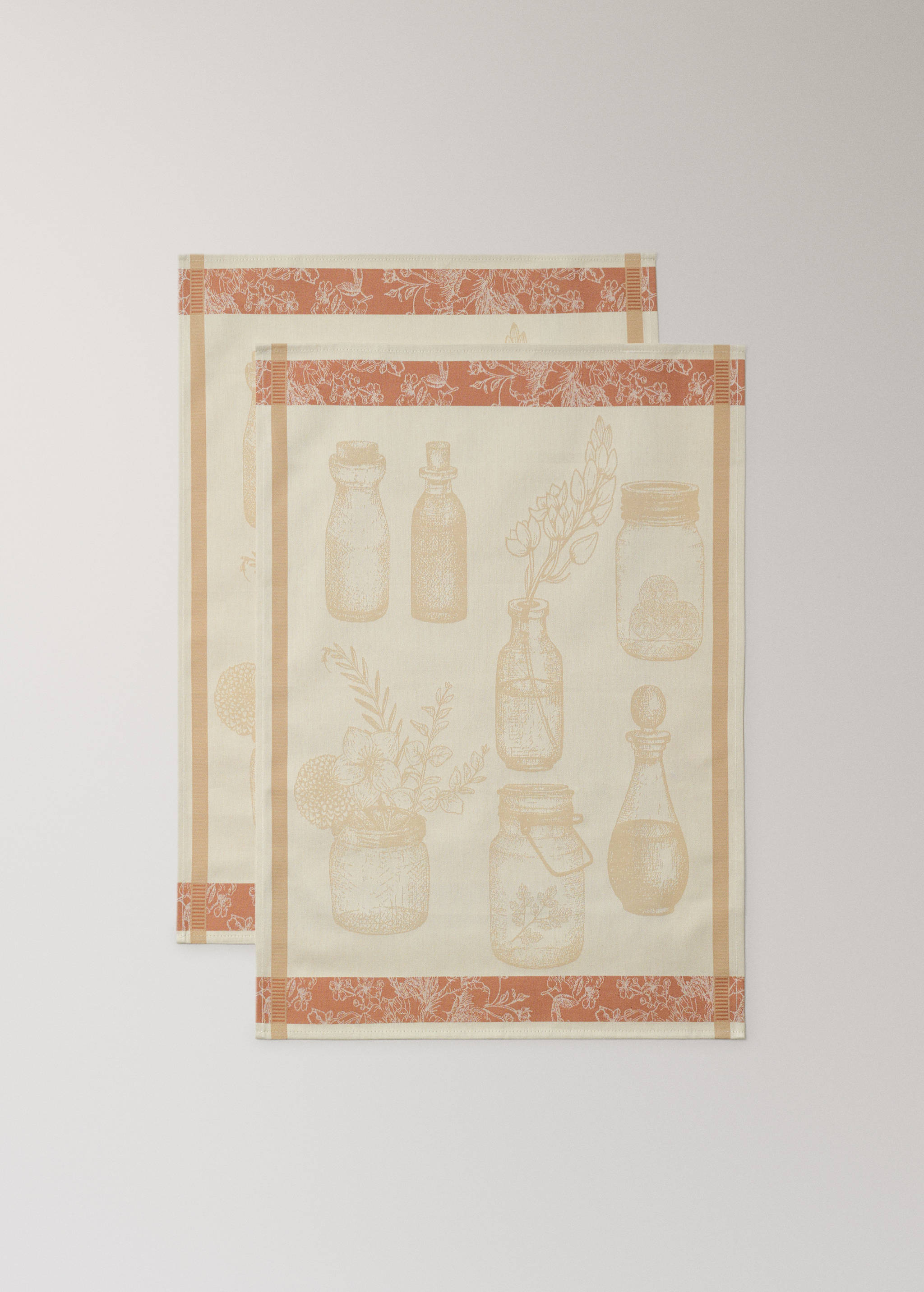 Jacquard cotton kitchen tea towels with floral design - Details of the article 2