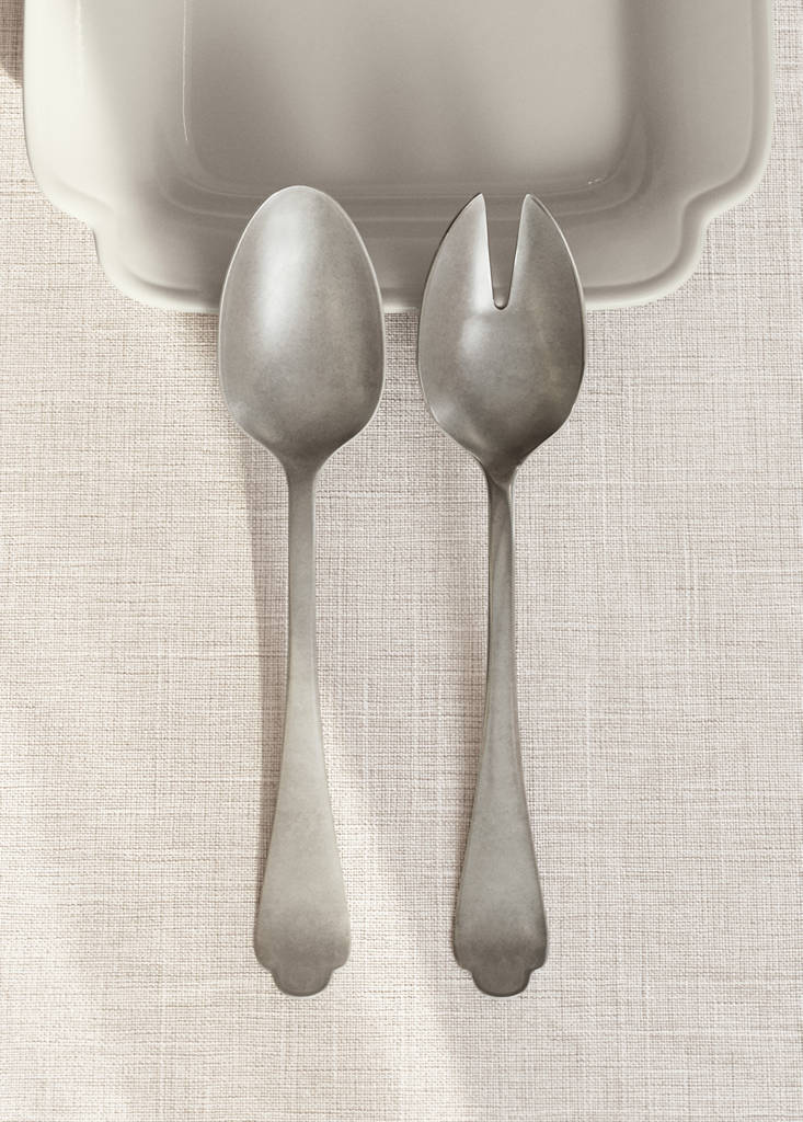 Set 2 cubiertos servir acero inoxidable mate