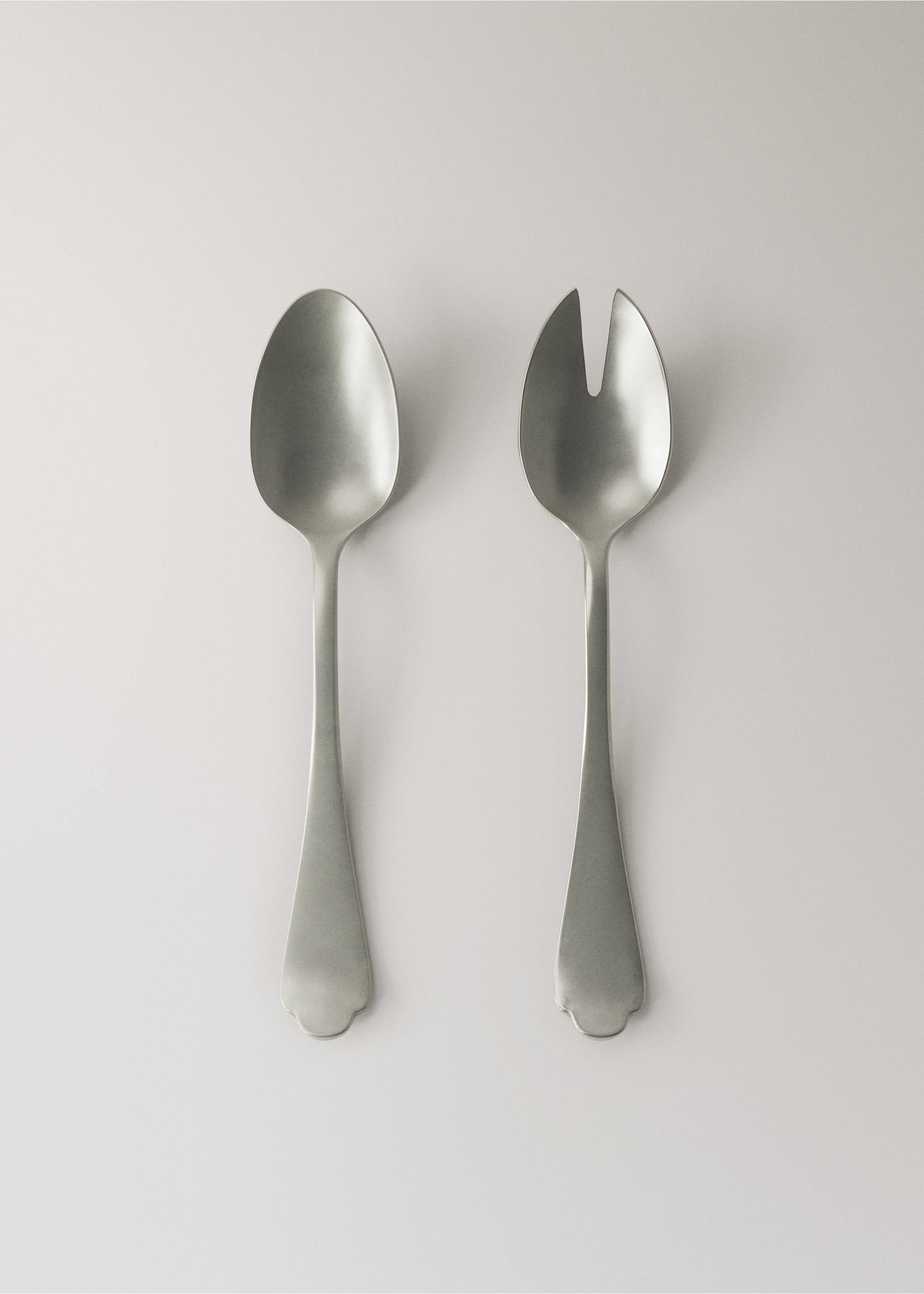 Set of 2 matte stainless steel serving spoons - Article without model, Grey. Ref: 27041523-00.