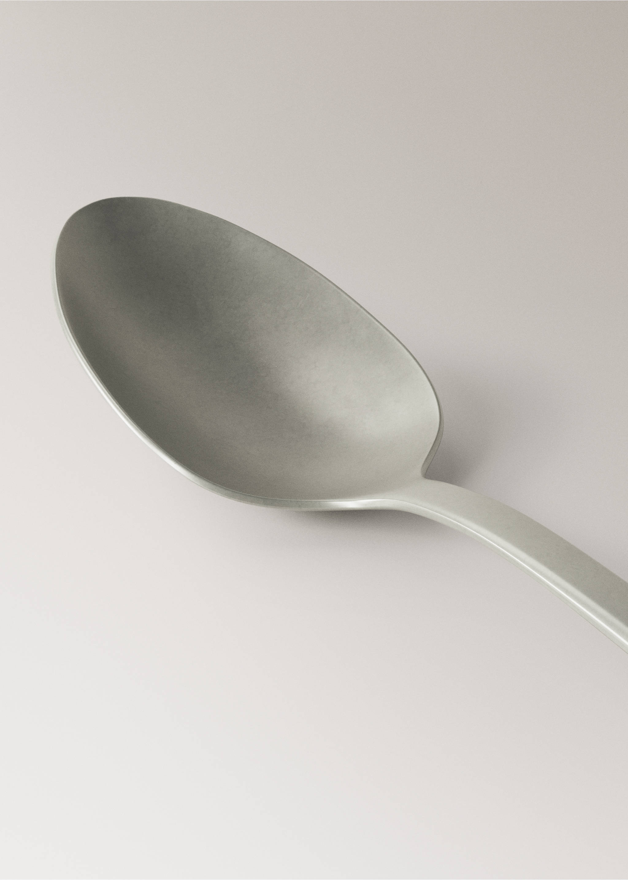 Set of 2 matte stainless steel serving spoons - Details of the article 3, Grey. Ref: 27041523-00.