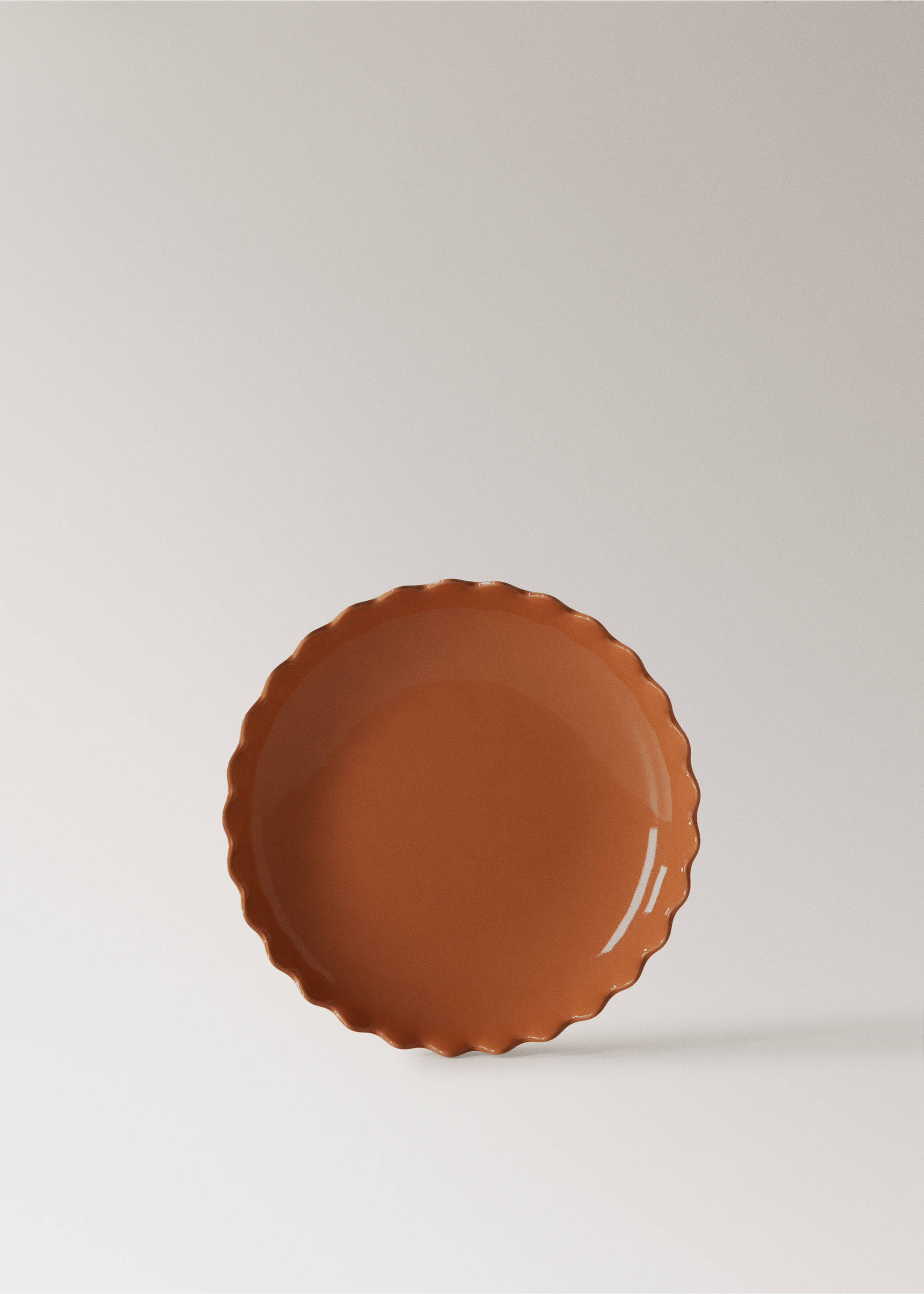 Wave-patterned stoneware bowl in color - Article without model, Burnt Orange. Ref: 27041530-00.