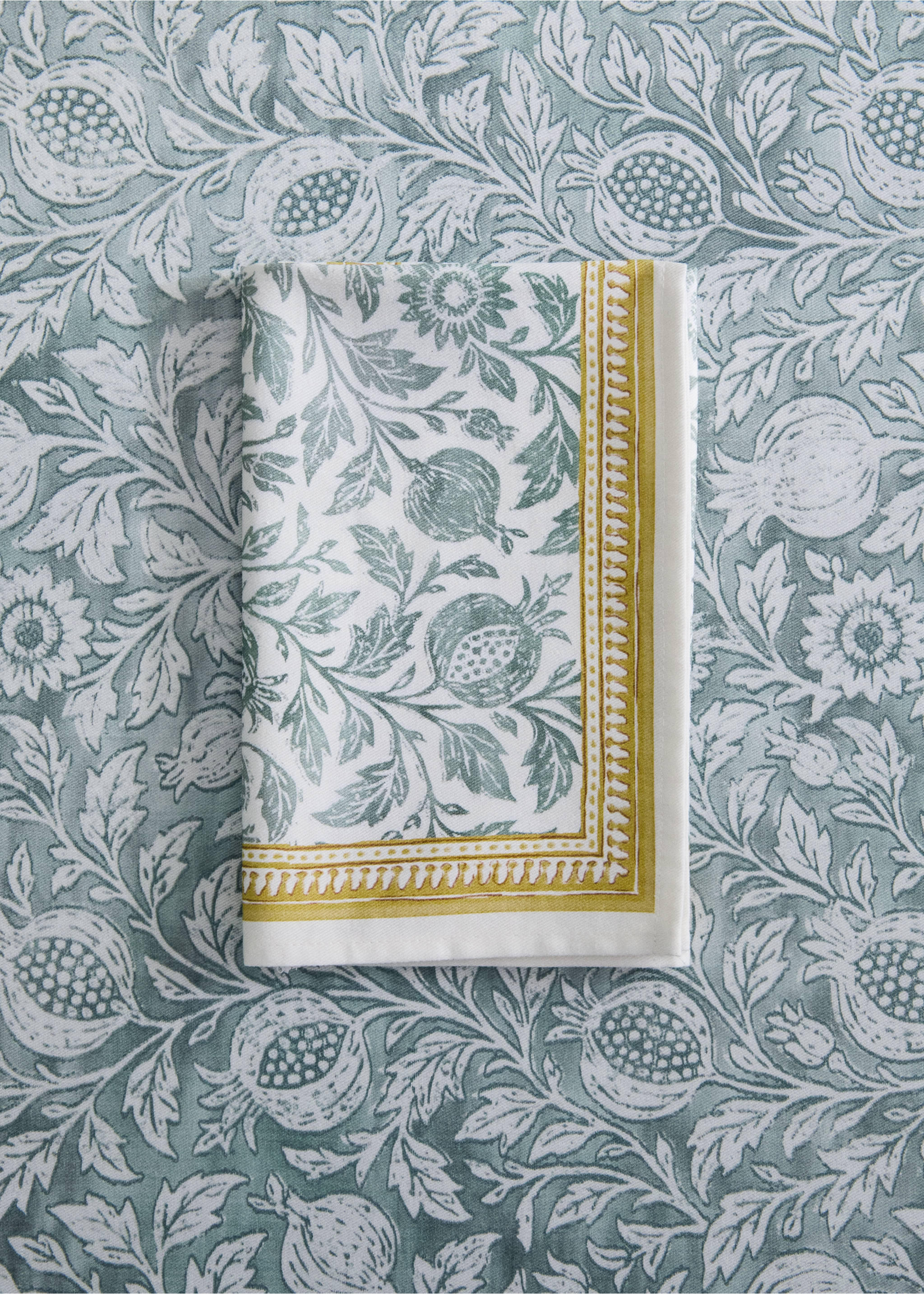 Block print style cotton napkins - General plane, Blue. Ref: 27041533-00.