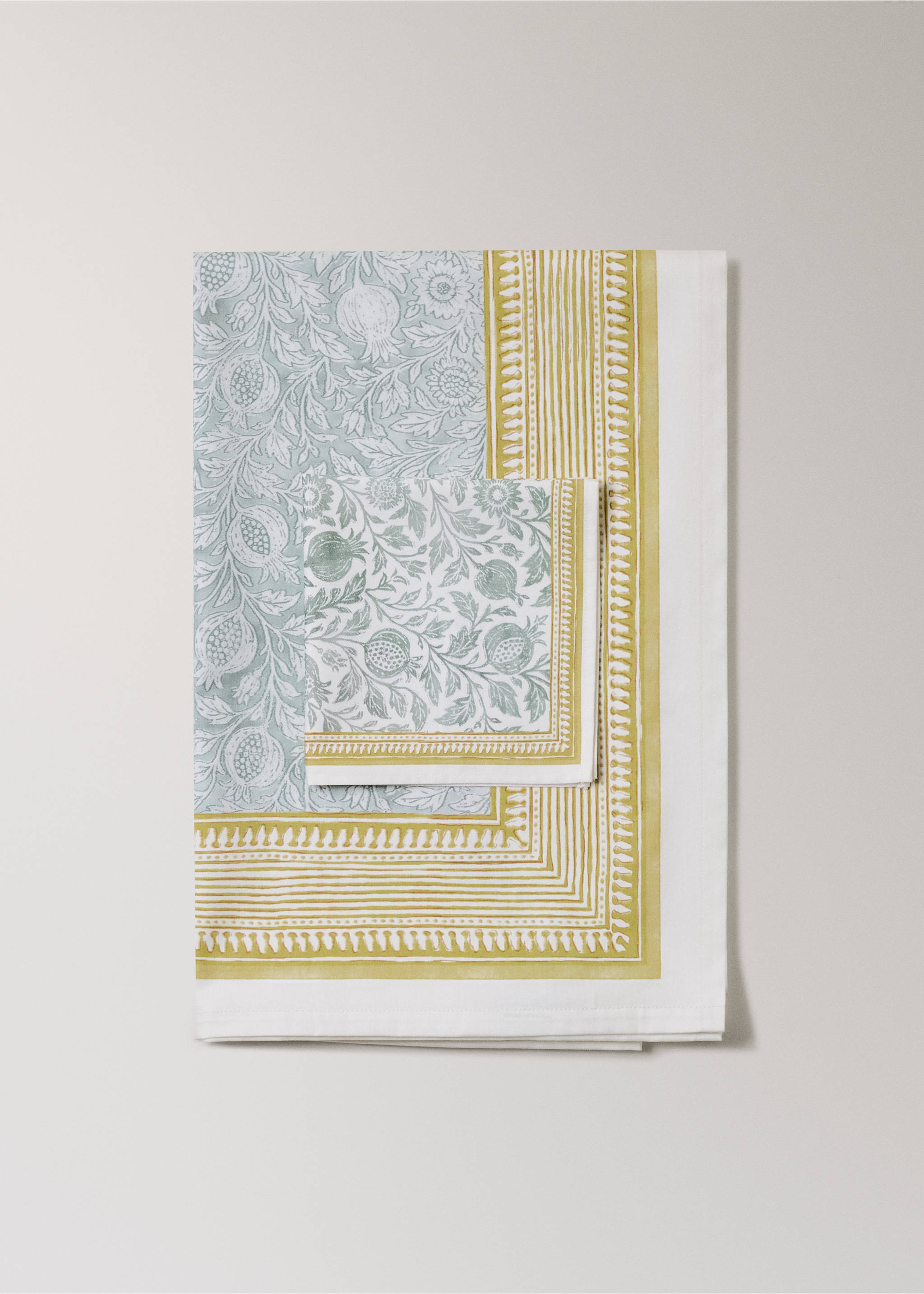 Block print style cotton napkins - Details of the article 3, Blue. Ref: 27041533-00.