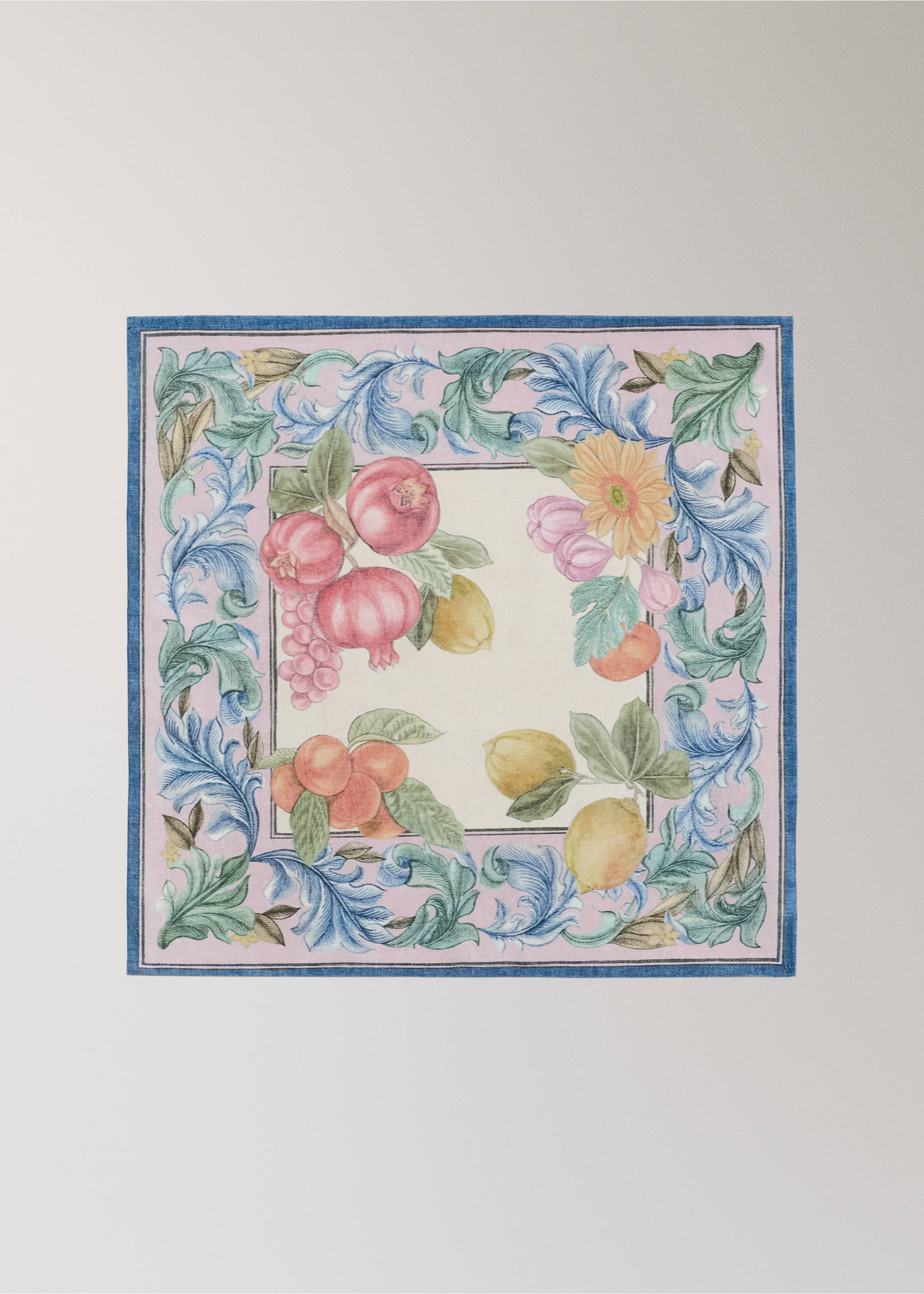 Cotton linen napkins with fruit and floral print - Article without model, Ecru. Ref: 27041534-00.