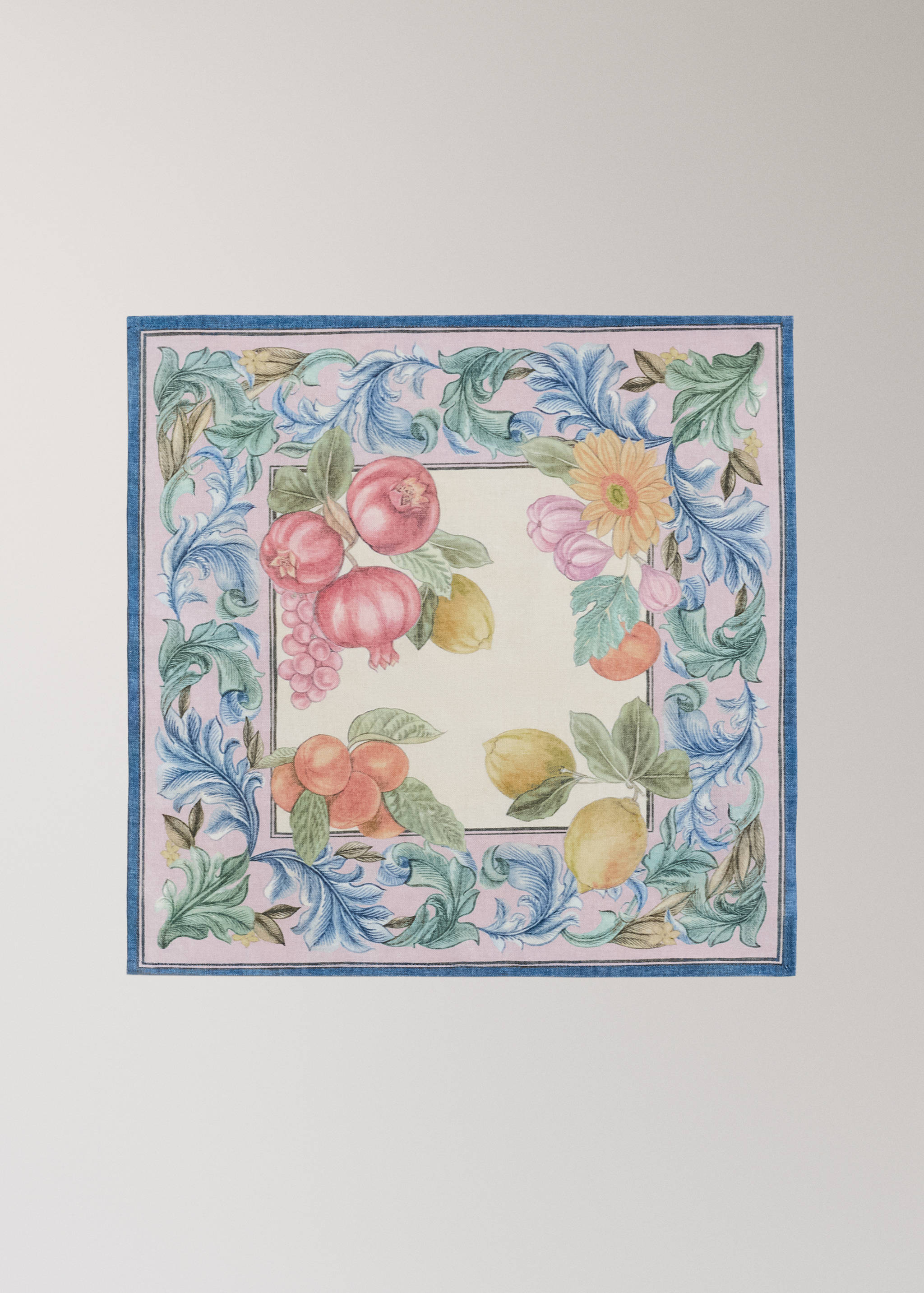 Cotton linen napkins with fruit and floral print - Article without model