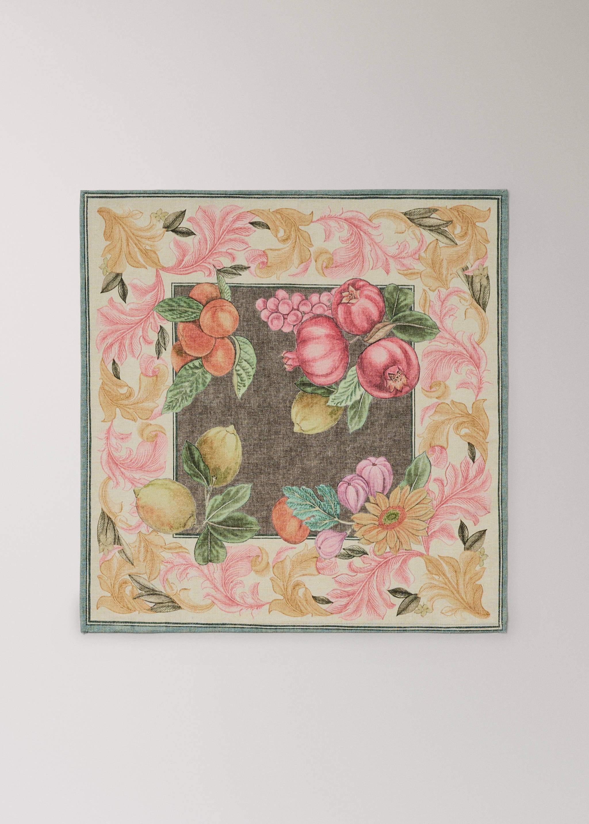 Cotton linen napkins with fruit and floral print - Article without model