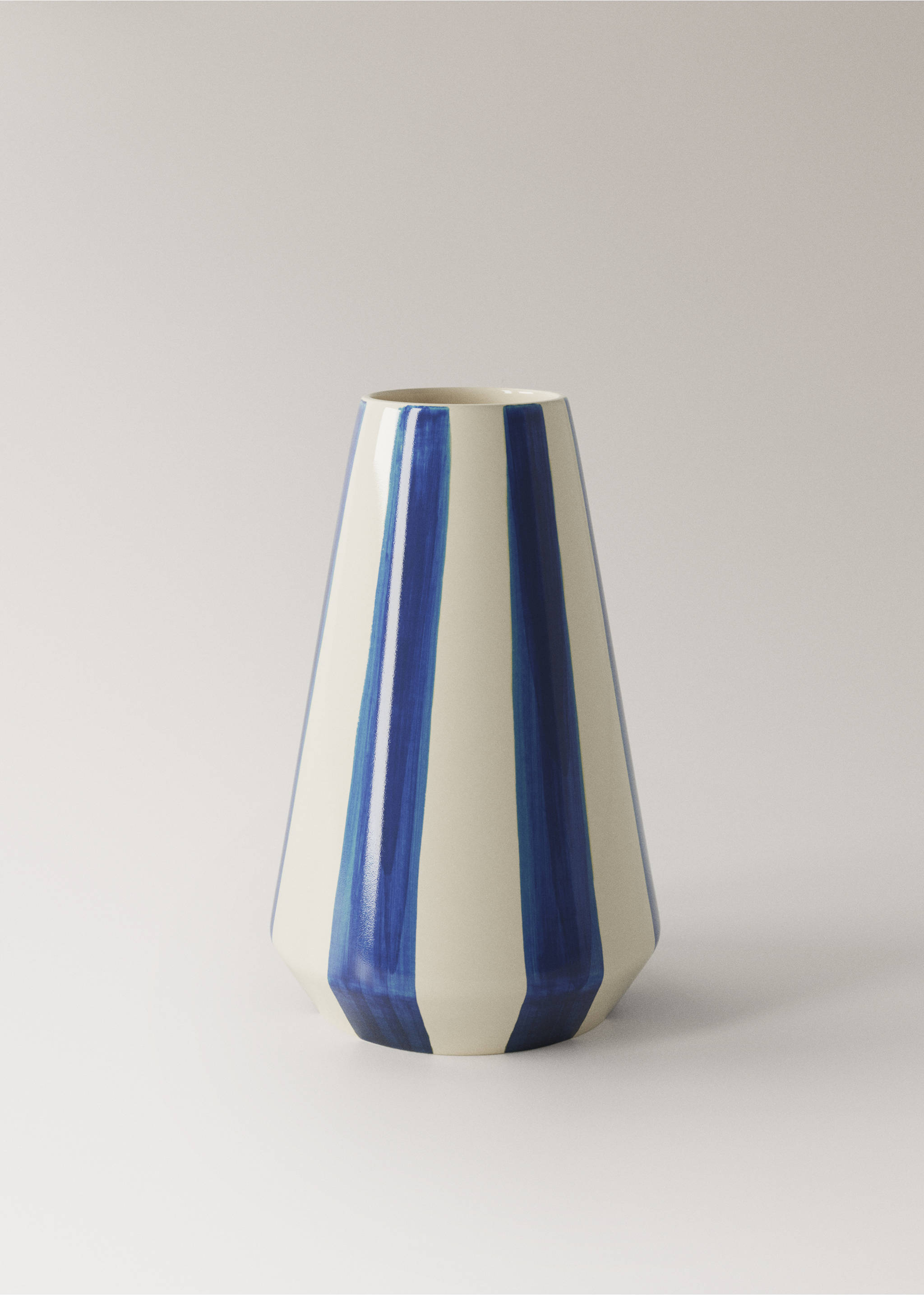 Small hand-painted striped vase - Article without model, Blue. Ref: 27041538-00.