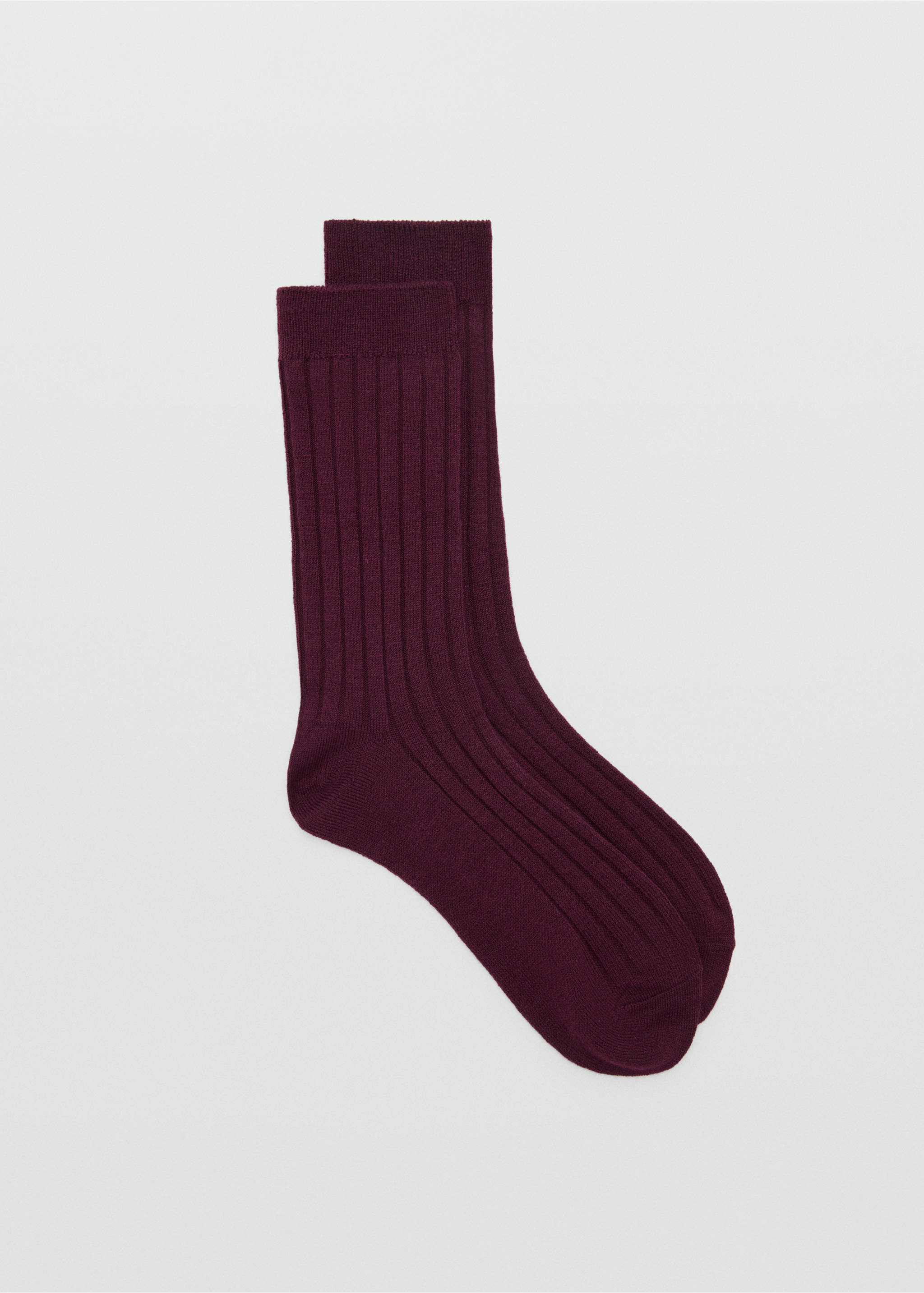 Ribbed wool blend socks - Article without model, Burgundy. Ref: 27041539-00.