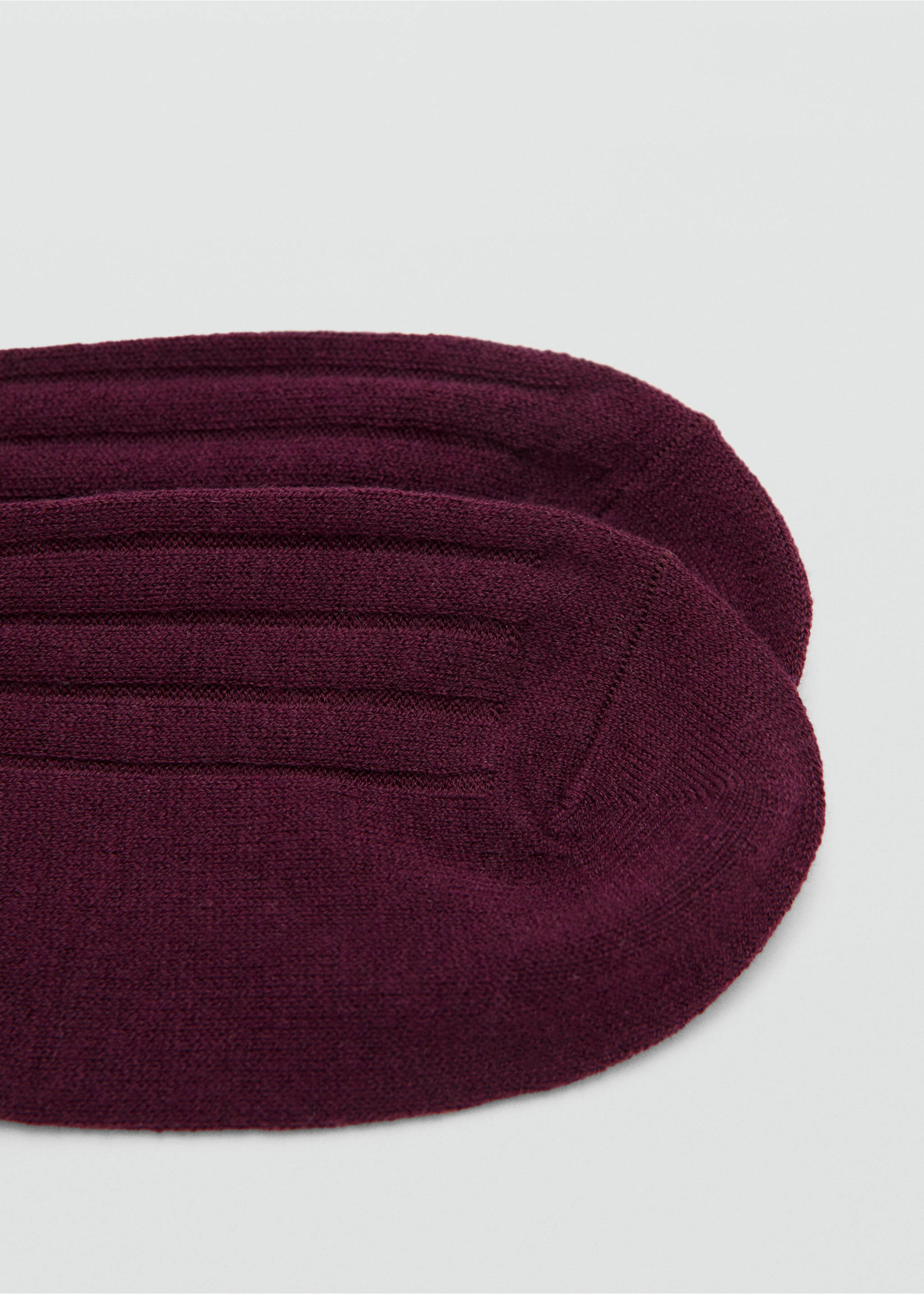 Ribbed wool blend socks - Medium plane, Burgundy. Ref: 27041539-00.