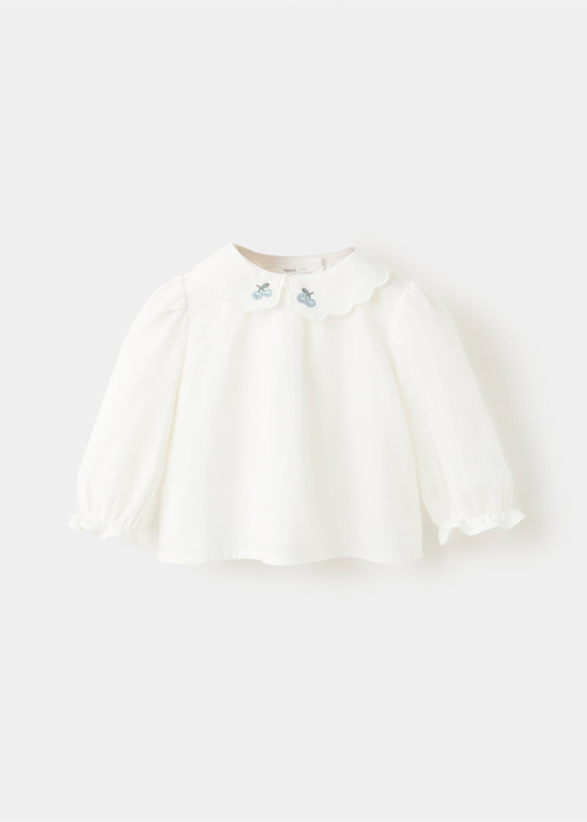 Blusa bordada detalles festoneados - Artículo sin modelo, Blanco roto. Ref: 27042004-00.