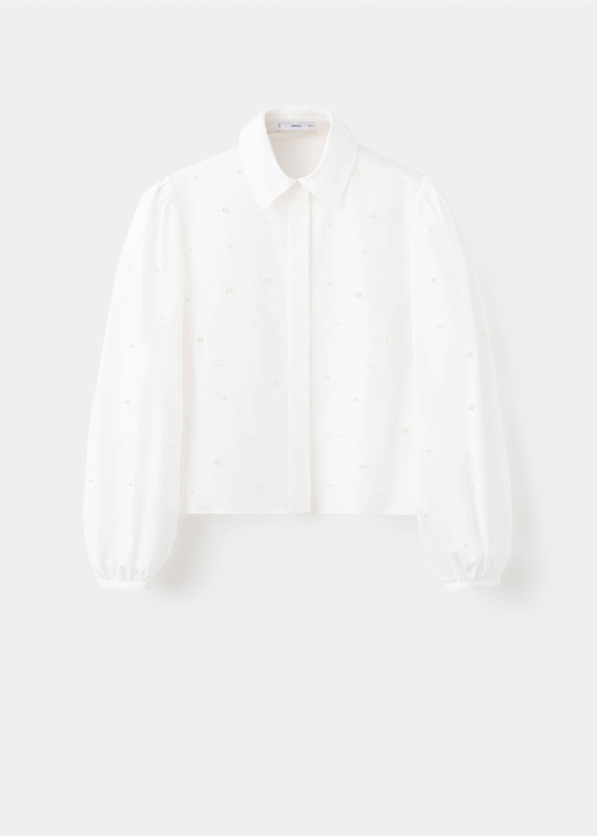 珍珠泡泡袖衬衫 - null, 白色. Ref: 27042540-00.