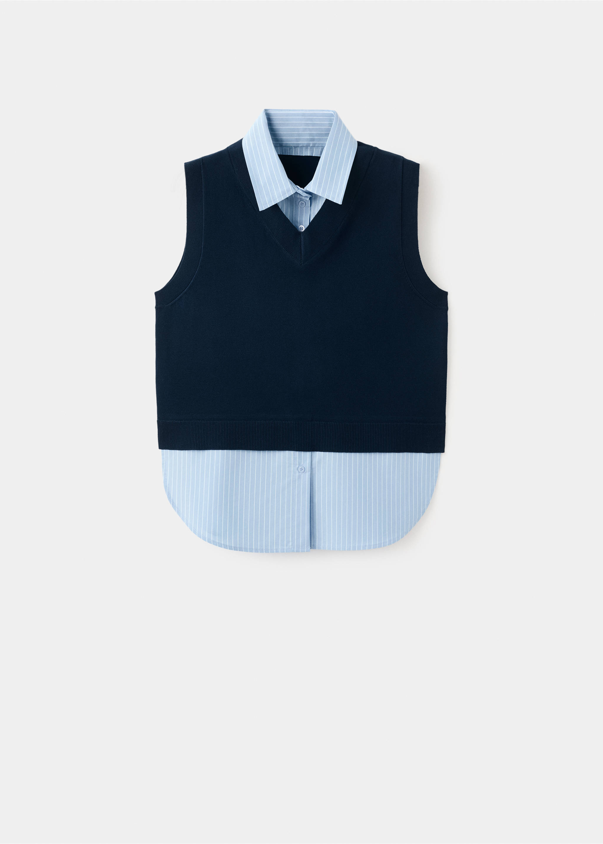 Contrasting knit gilet - Article without model, Navy. Ref: 27042541-00.