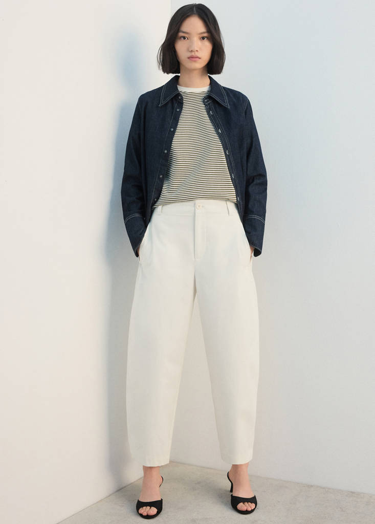 Straight-fit cotton trousers — Ecru