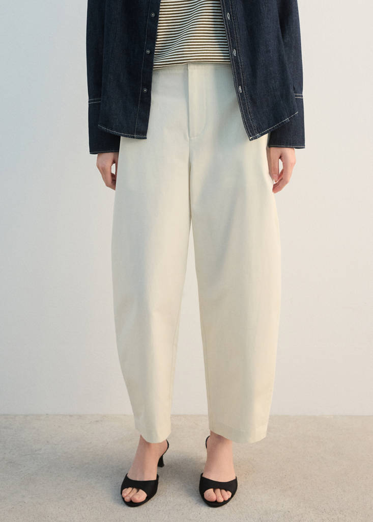 Straight-fit cotton trousers — Ecru