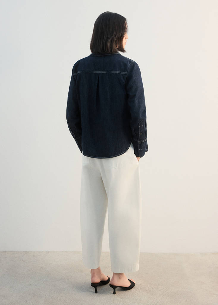 Straight-fit cotton trousers — Ecru