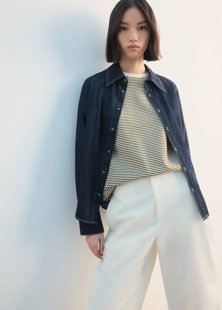 Straight-fit cotton trousers — Ecru