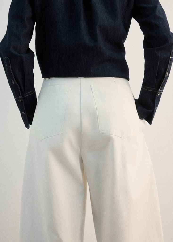 Straight-fit cotton trousers — Ecru
