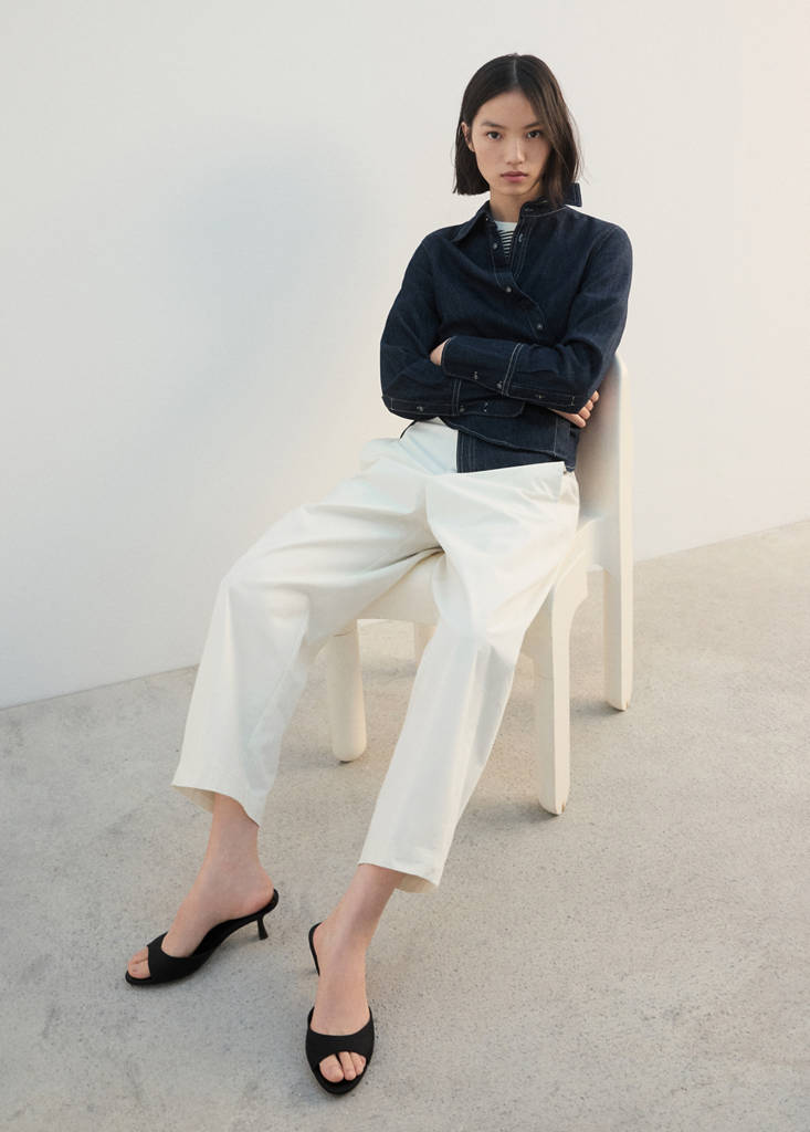 Straight-fit cotton trousers — Ecru