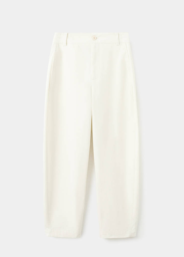 Straight-fit cotton trousers — Ecru