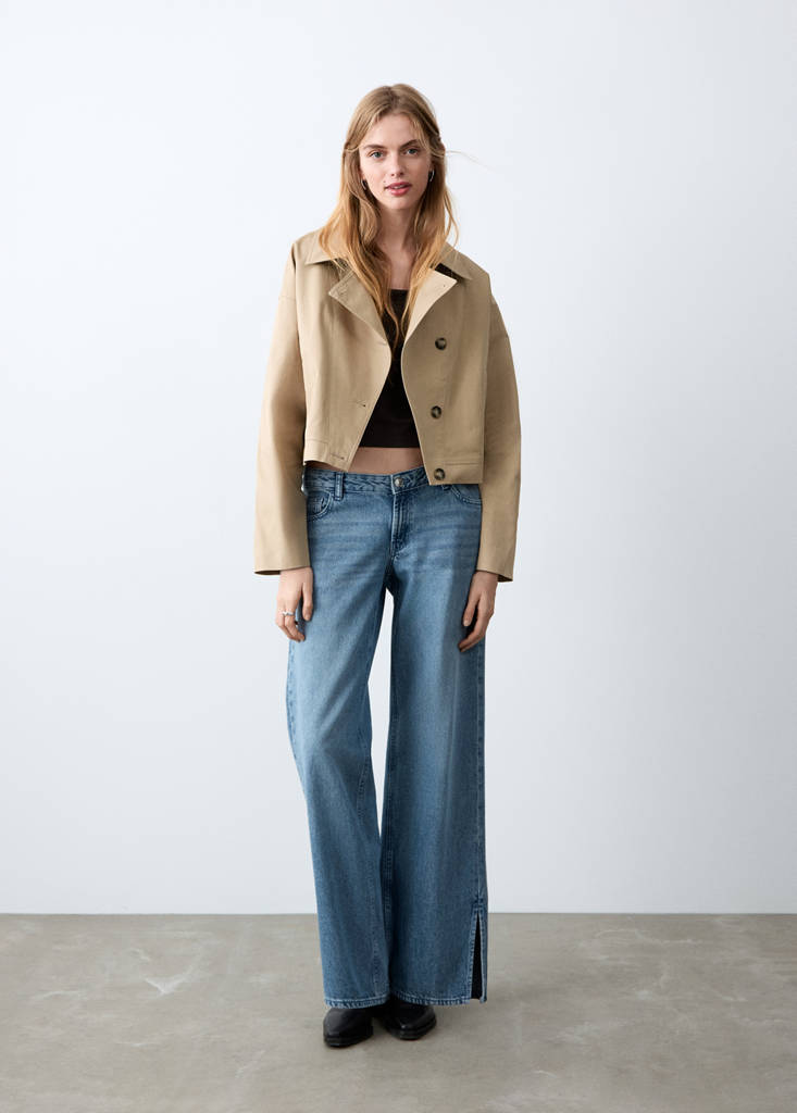 MANGO TEEN - Trench crop croisé beige - M - Fille Teen