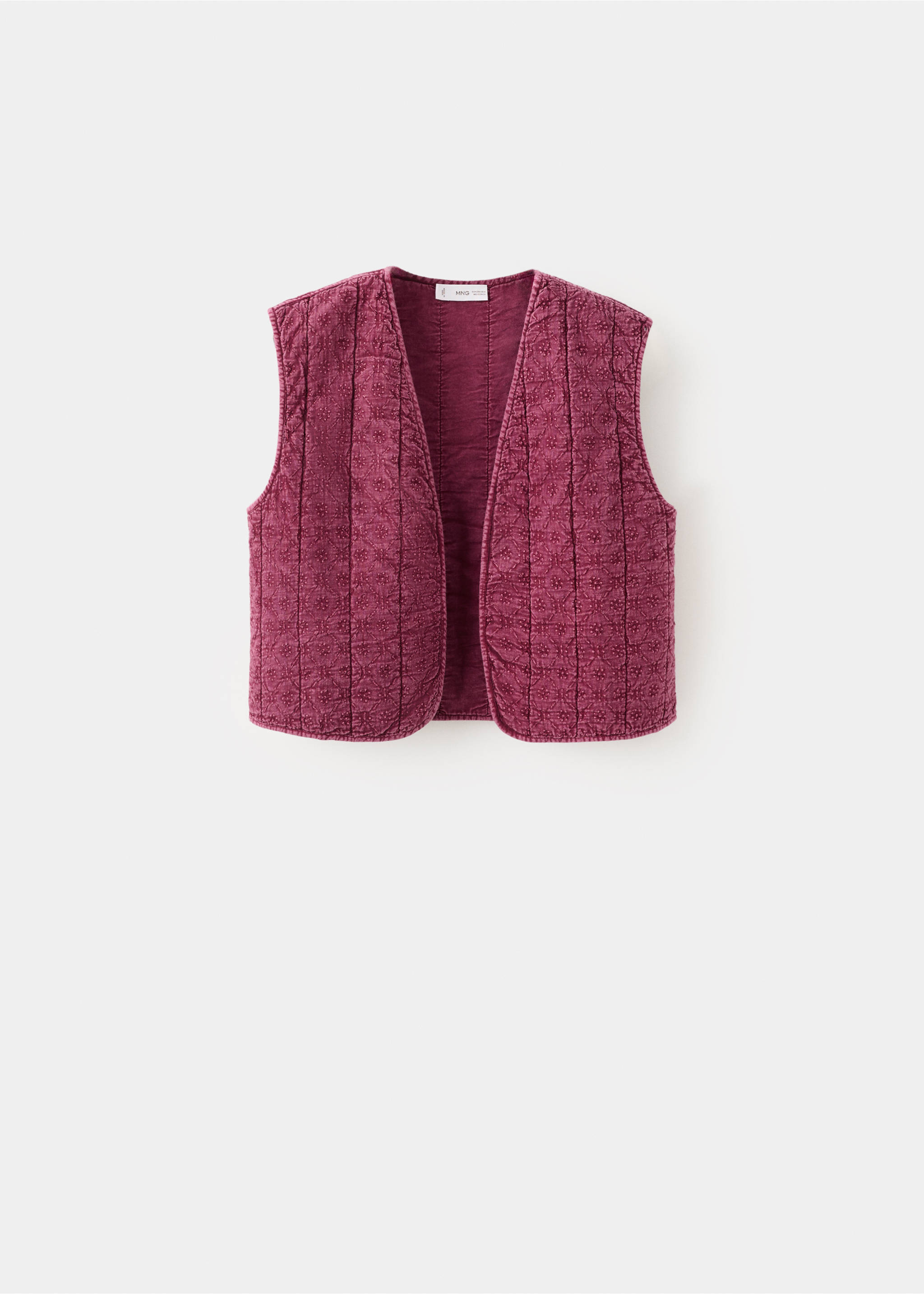 Gilet matelassé brodé - Article sans modèle, Bordeaux. Ref: 27042544-00.