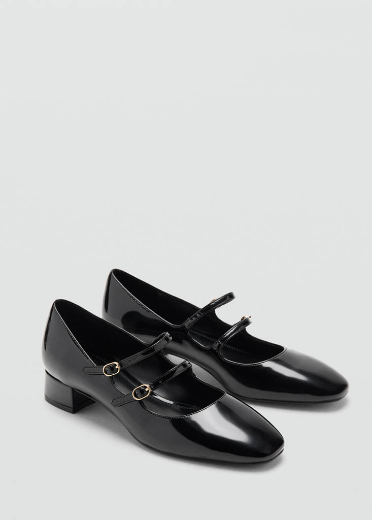 Patent leather shoes with buckle — Black