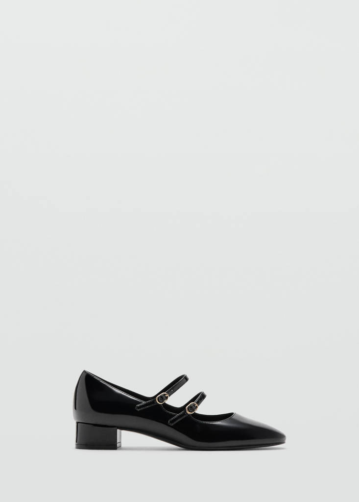 Patent leather shoes with buckle — Black