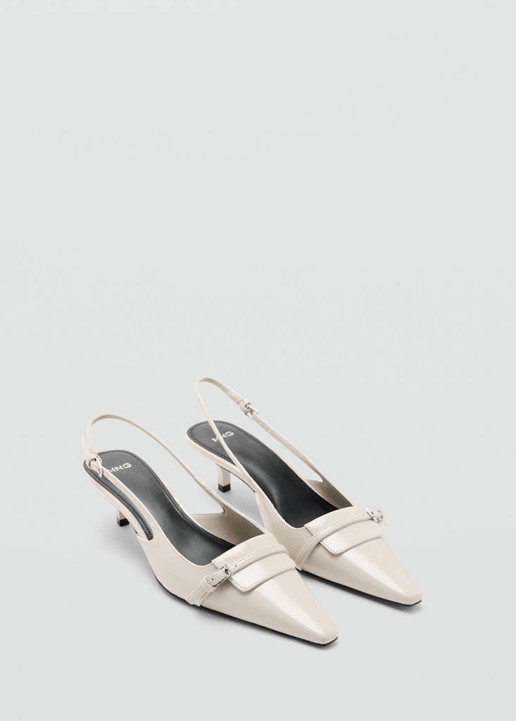 Kitten-heel pointed shoes — Ecru