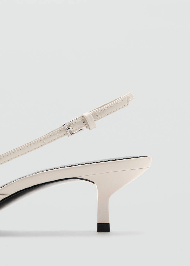 Kitten-heel pointed shoes — Ecru