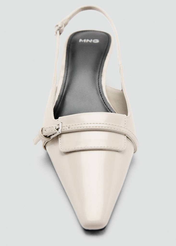 Kitten-heel pointed shoes — Ecru