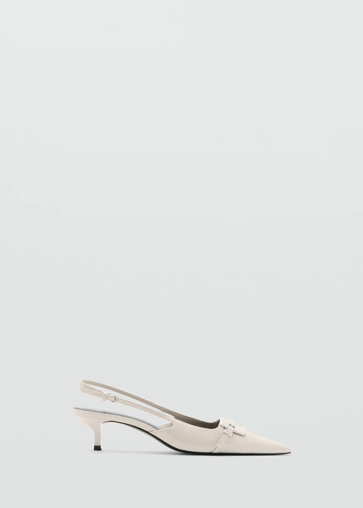 Kitten-heel pointed shoes — Ecru
