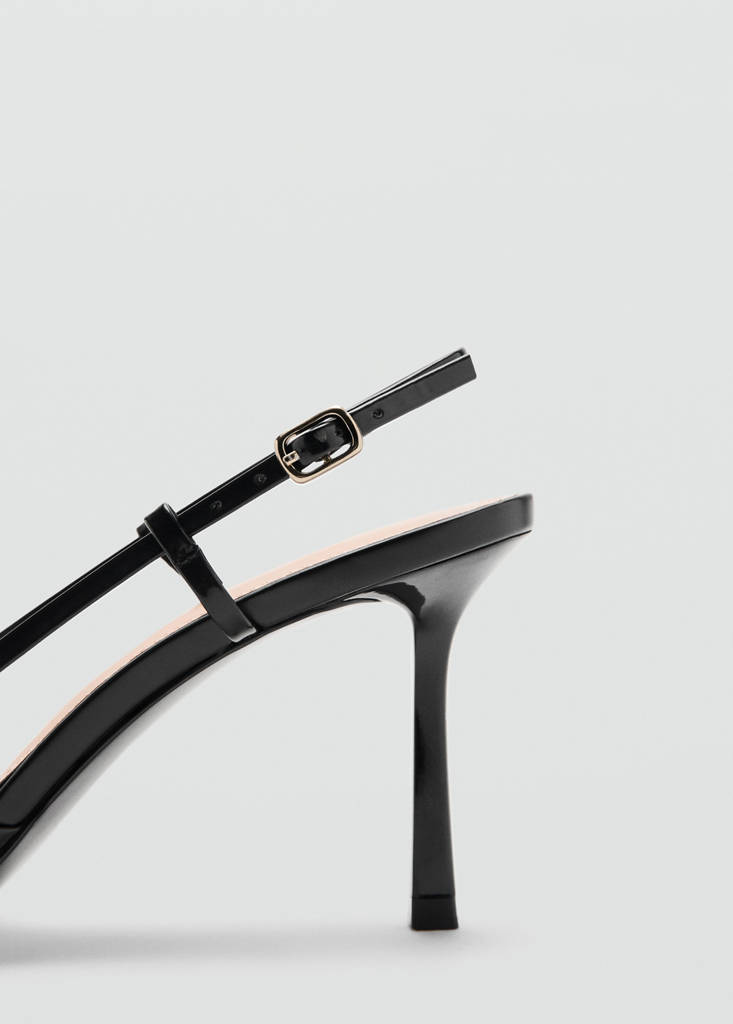 Pointed-toe leather heeled shoes — Black