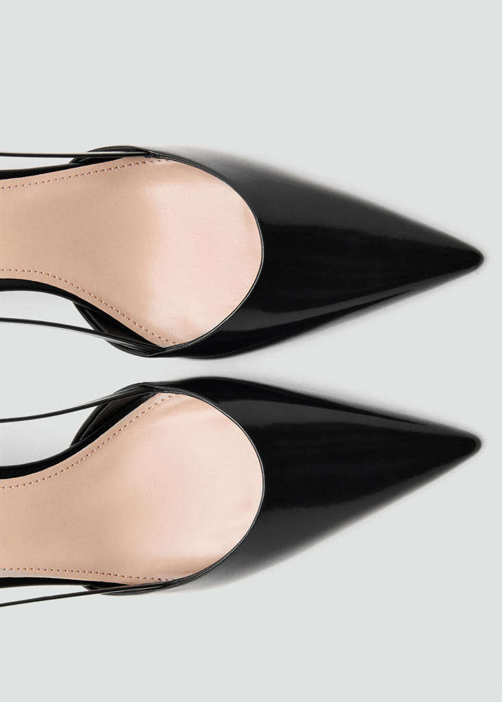 Pointed-toe leather heeled shoes — Black