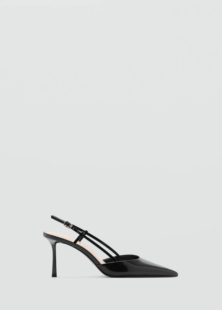 Pointed-toe leather heeled shoes — Black