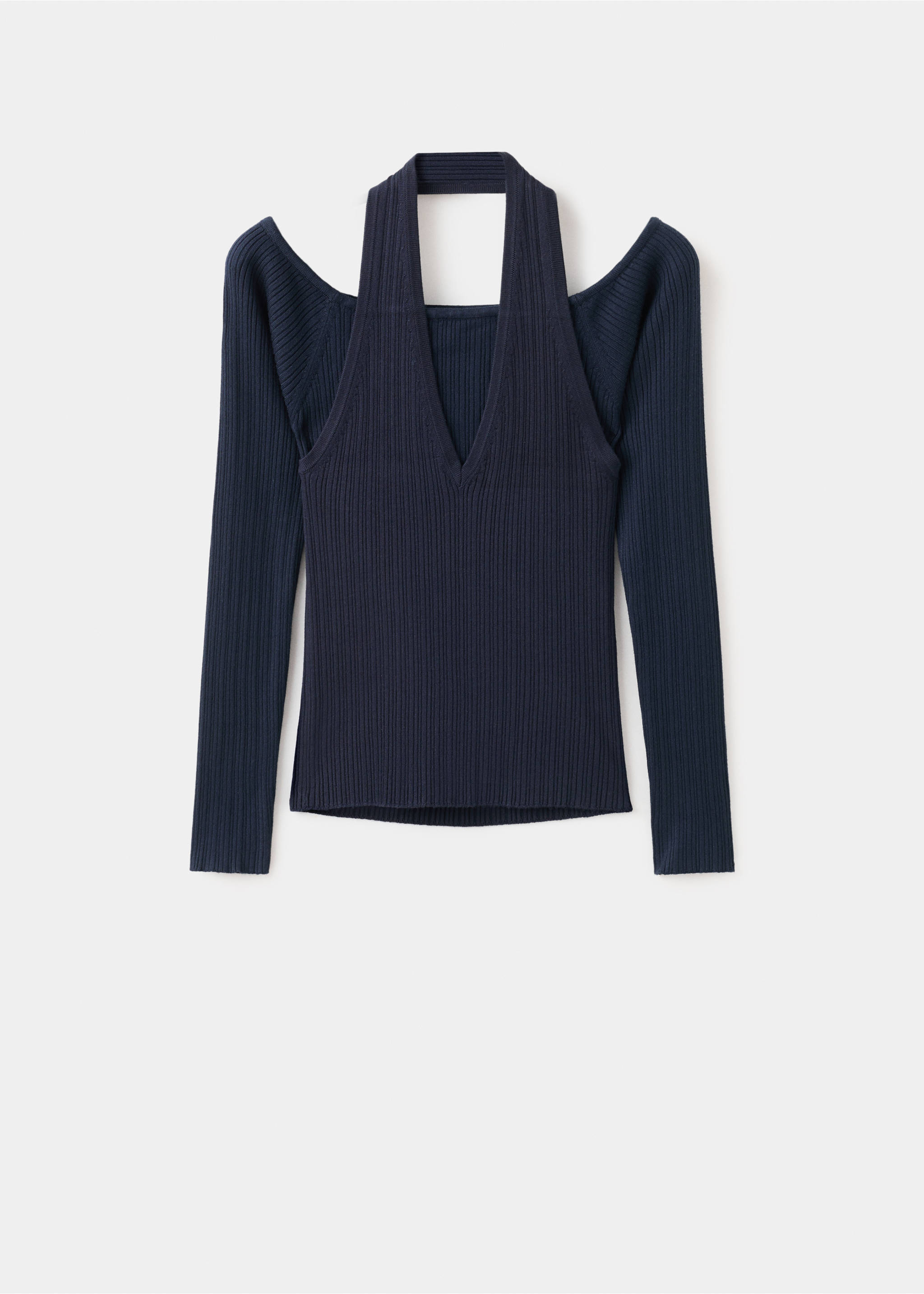 Long-sleeved halter-neck top - Article without model, Navy. Ref: 27042553-00.
