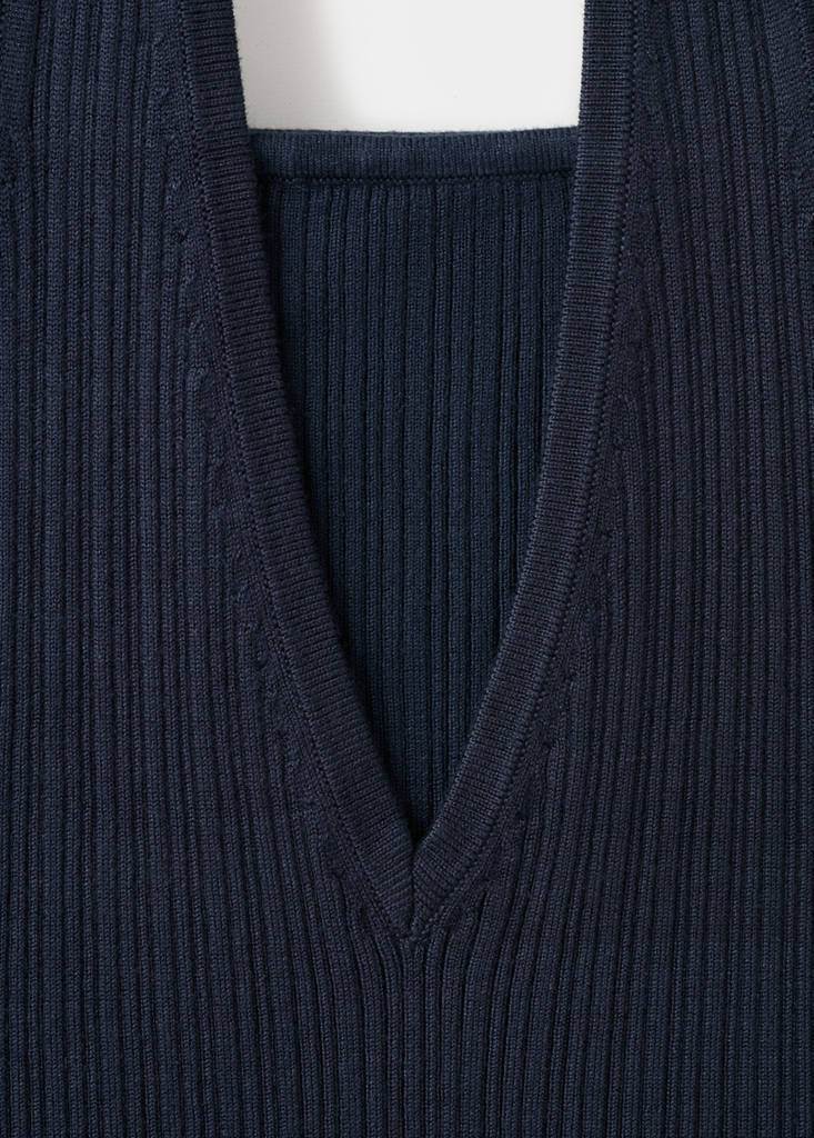 Long-sleeved halter-neck top — Navy