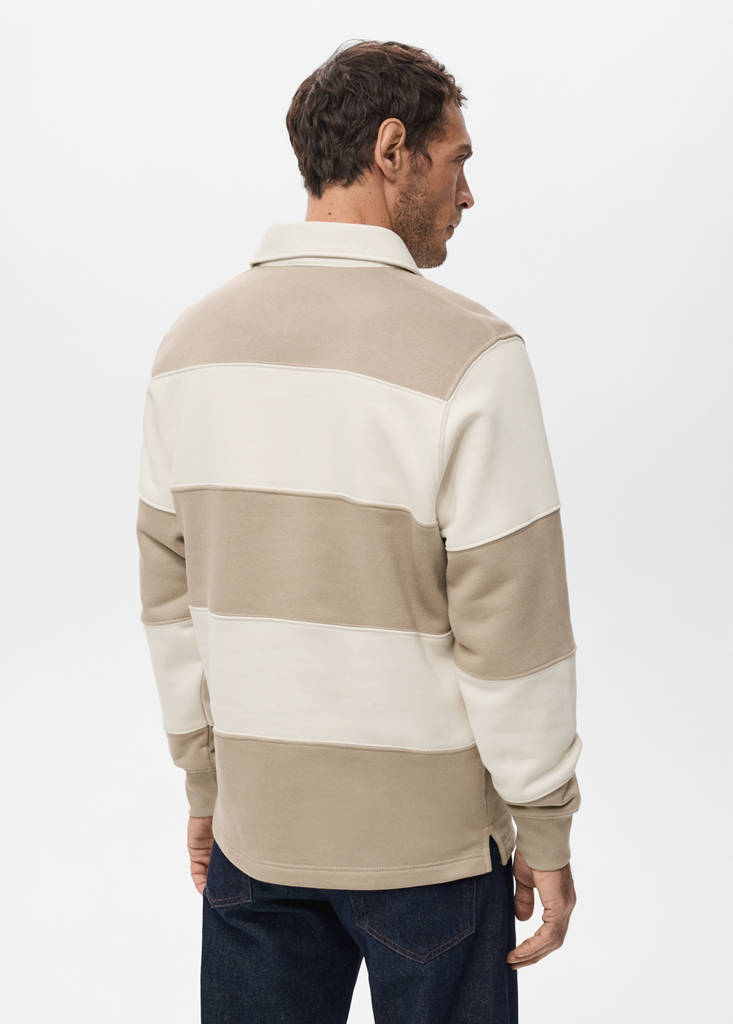 Striped polo sweatshirt — Medium Brown