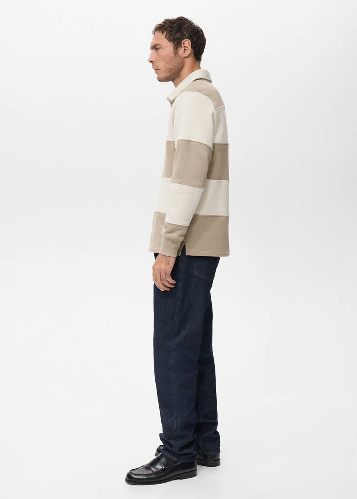 Striped polo sweatshirt — Medium Brown