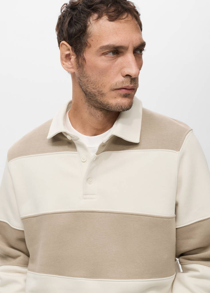 Striped polo sweatshirt — Medium Brown